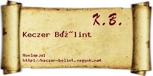 Keczer Bálint névjegykártya